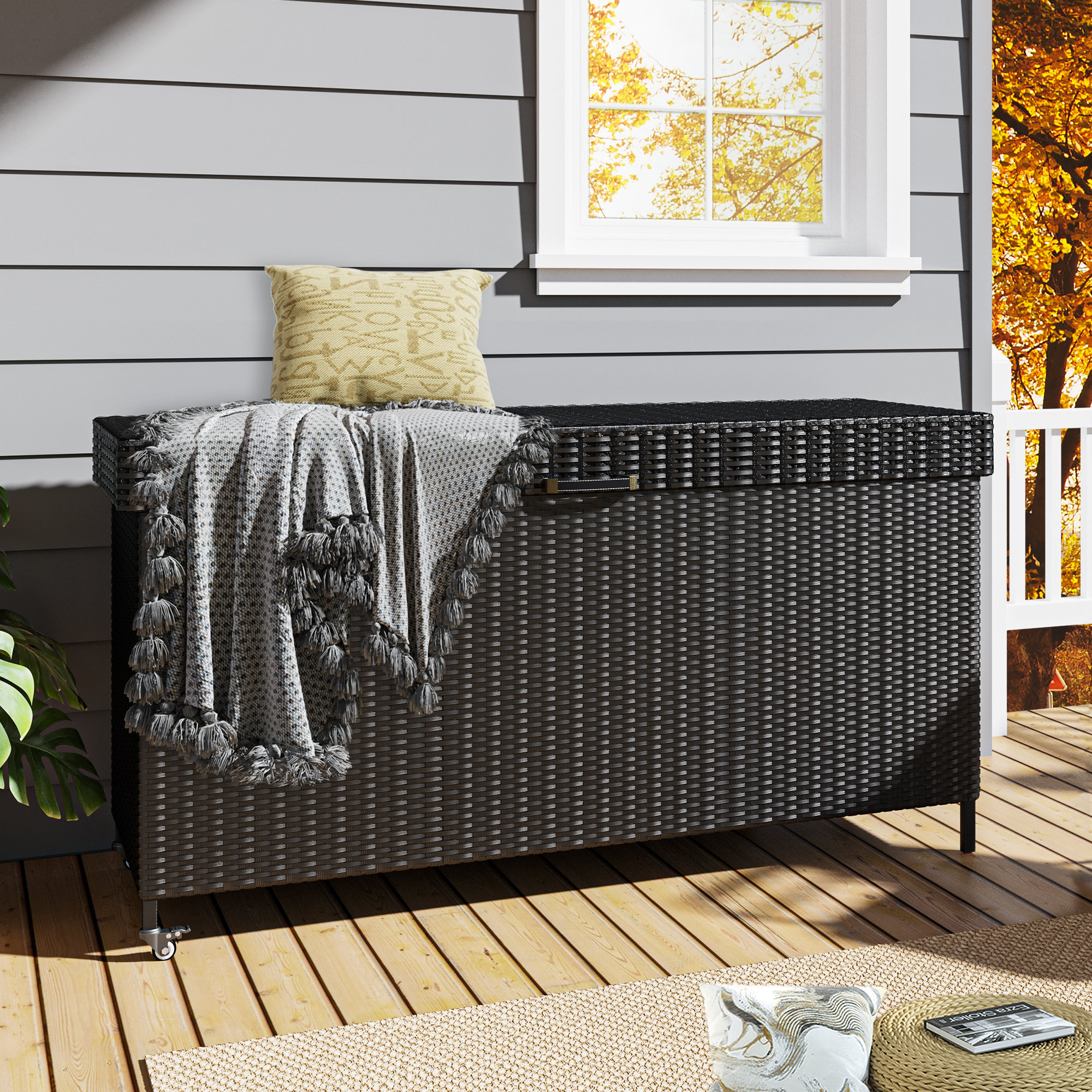 YITAHOME YITA 200 Gallon Outdoor Wicker Deck Box & Reviews - Wayfair Canada