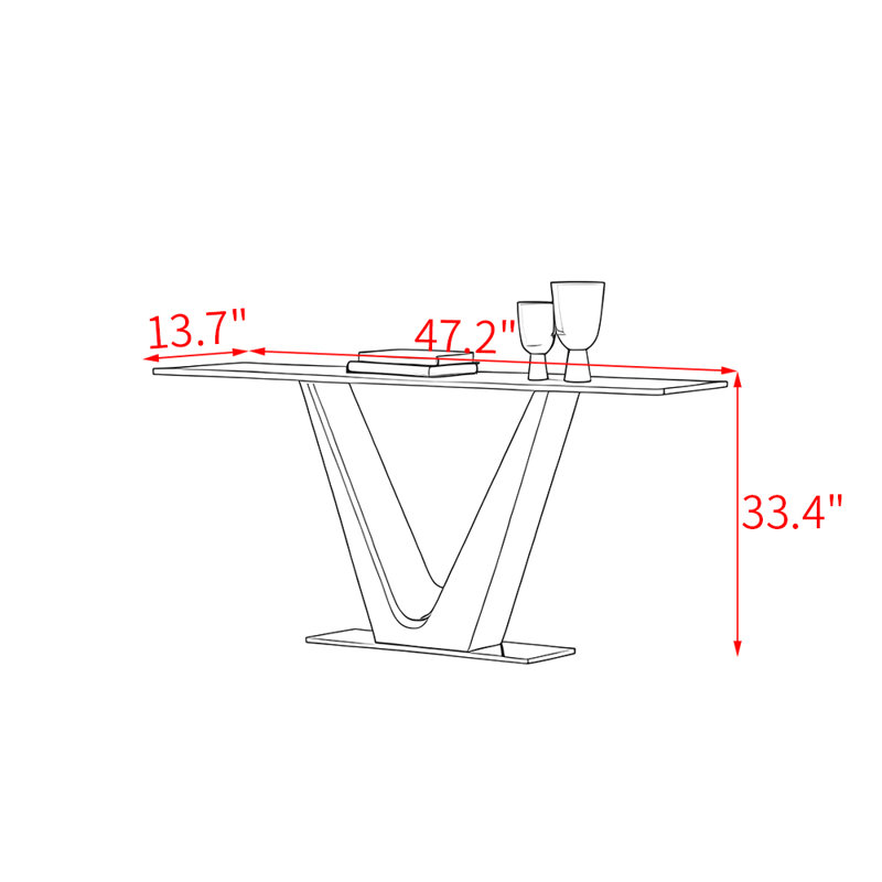 Console de style italien en pierre frittée., 33.4" H x 47.2" W x 13.7" D