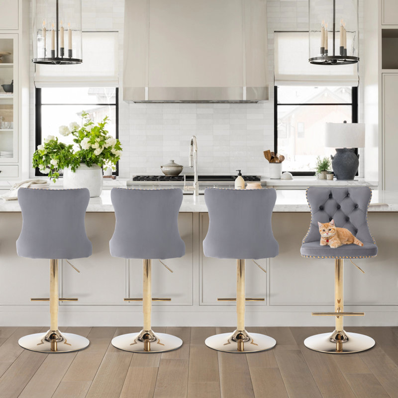 Tabouret à hauteur réglable Aimili, Gris