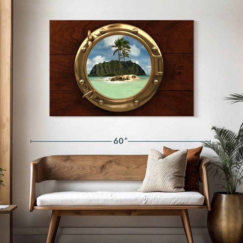 Aletra Sandy Beach Through Porthole, 32" H x 48" W