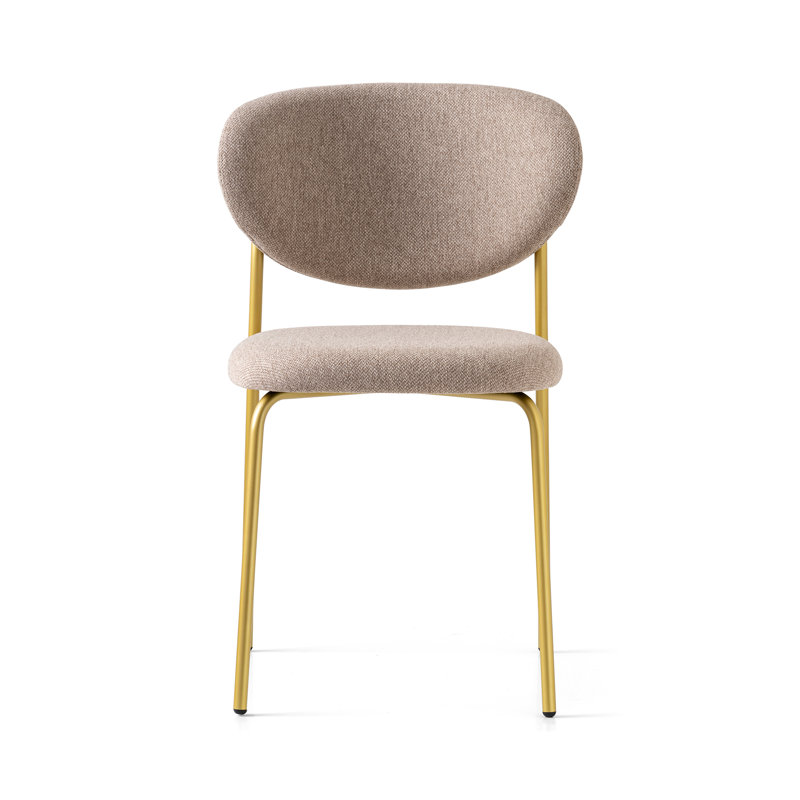 Cozy Upholstered Chair with Metal Frame, Taupe, Painted Brass