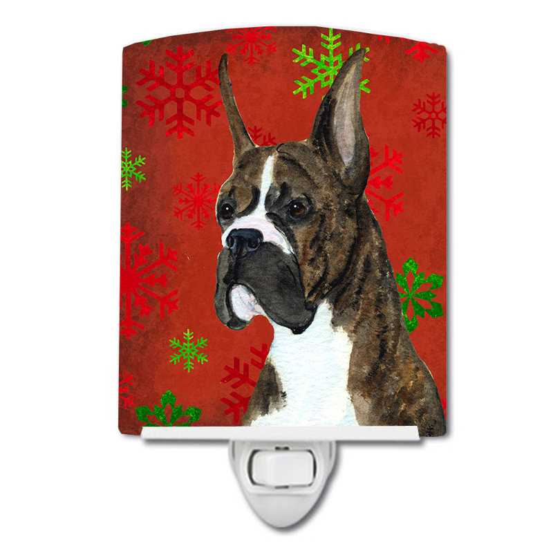 Éclairage pour nuit en céramique boxer flocons de noël