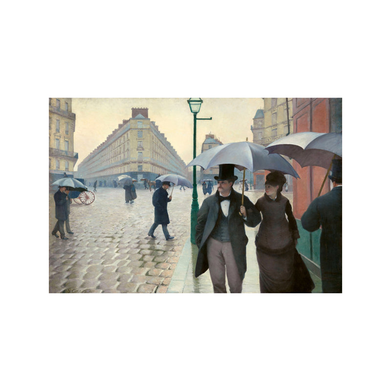 Paris Street: A Rainy Day by Gustave Caillebotte - Painting on Canvas, 66.04 cm H x 45.72 cm W x 1.91 cm D, No Frame