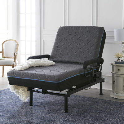 Twin XL Adjustable Sleep to Stand Bed 80x42x26 inches Metal Single Piece Adjustable Bed Base Blue with Convenient Lift Assist Function