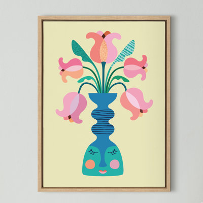 Mid Century Modern Tulips by Rachel Lee 3 Birdies Studio Framed Canvas Wall Art Print