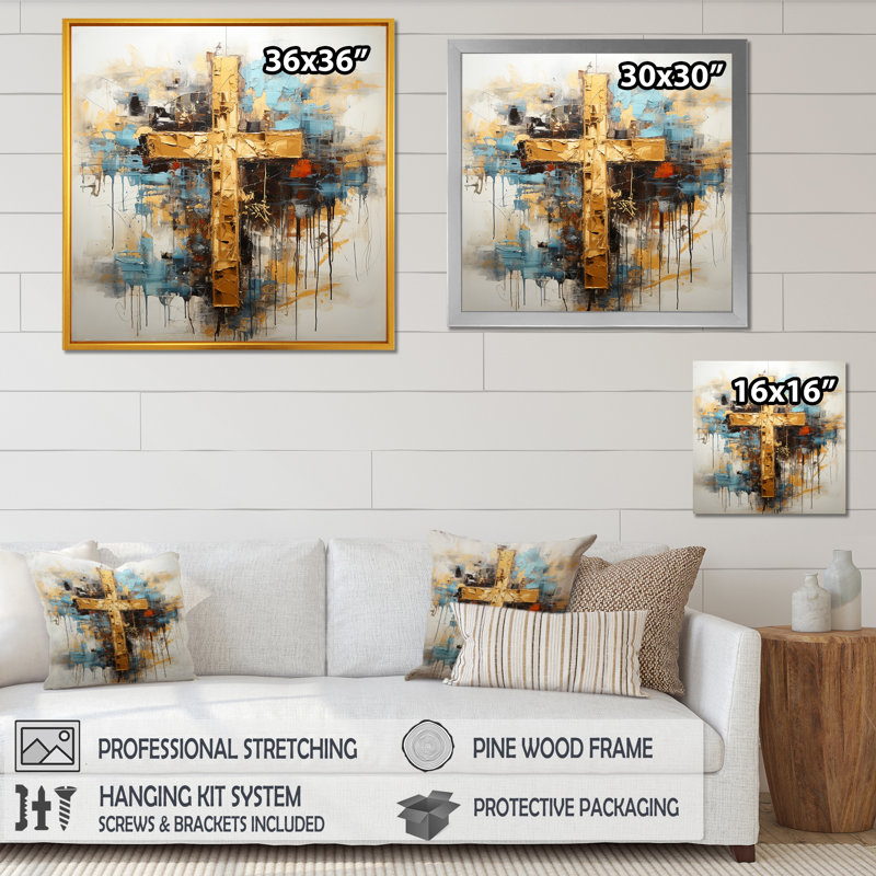 Divine Love, croix religieuse III sur toile, H 24 po x l 24 po x P 1 po, Toile tendue