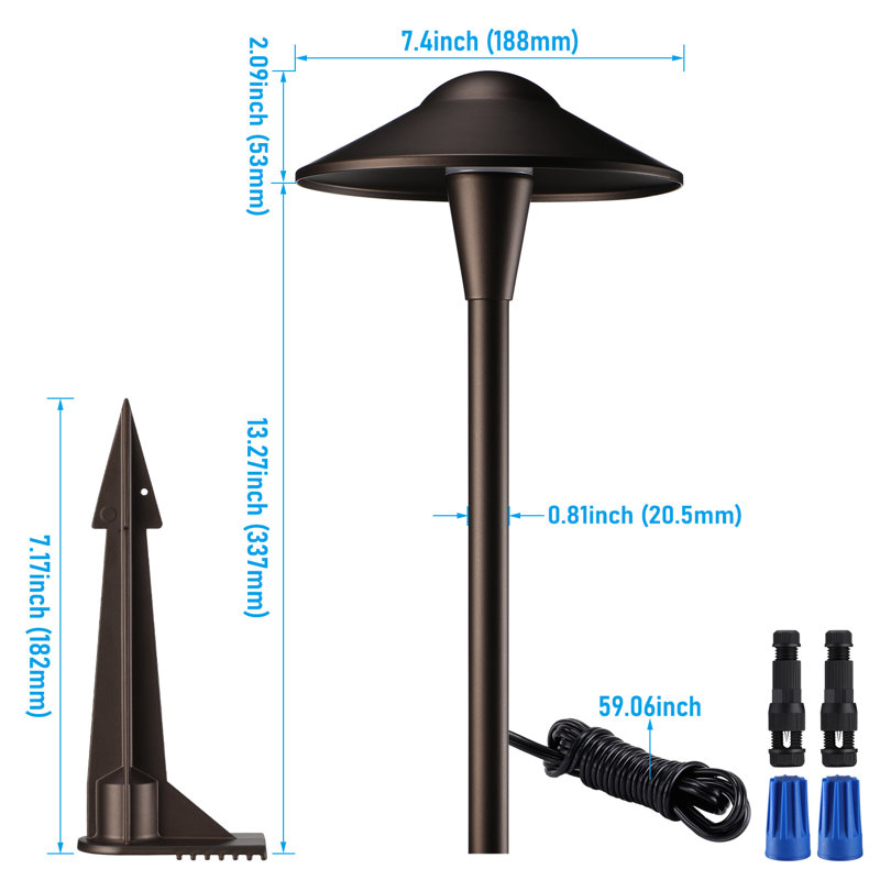 Low Voltage Landscape Pathway Lights, 5W LED Landscape Path Light, Aluminum, Oil Rubbed Bronze, Saucer Head