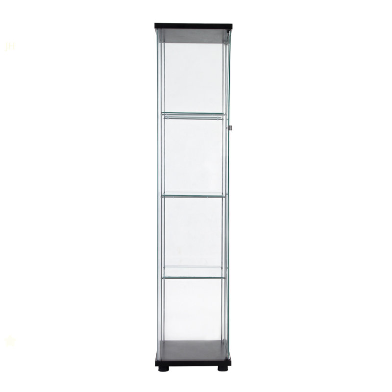 Vitrine à une porte avec 4 tablettes, noir, Noir