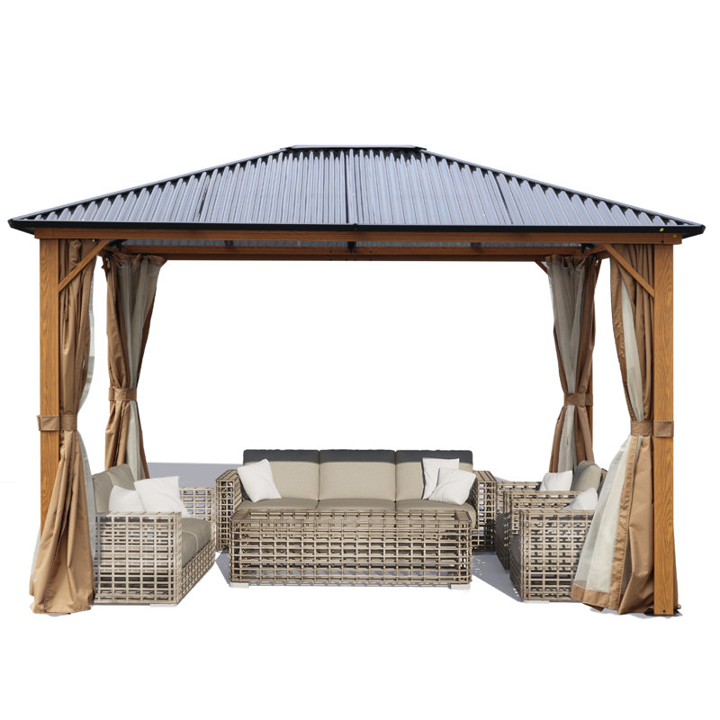 12 Ft. W x 10 Ft. D Aluminum Patio Gazebo With Polycarbonate Roof