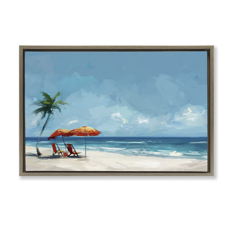 «Beach Chair Symphony», toile flottante encadrée noire par Irena Orlov, Cadre flottant orme Montalcino, H 17 po x l 25 po