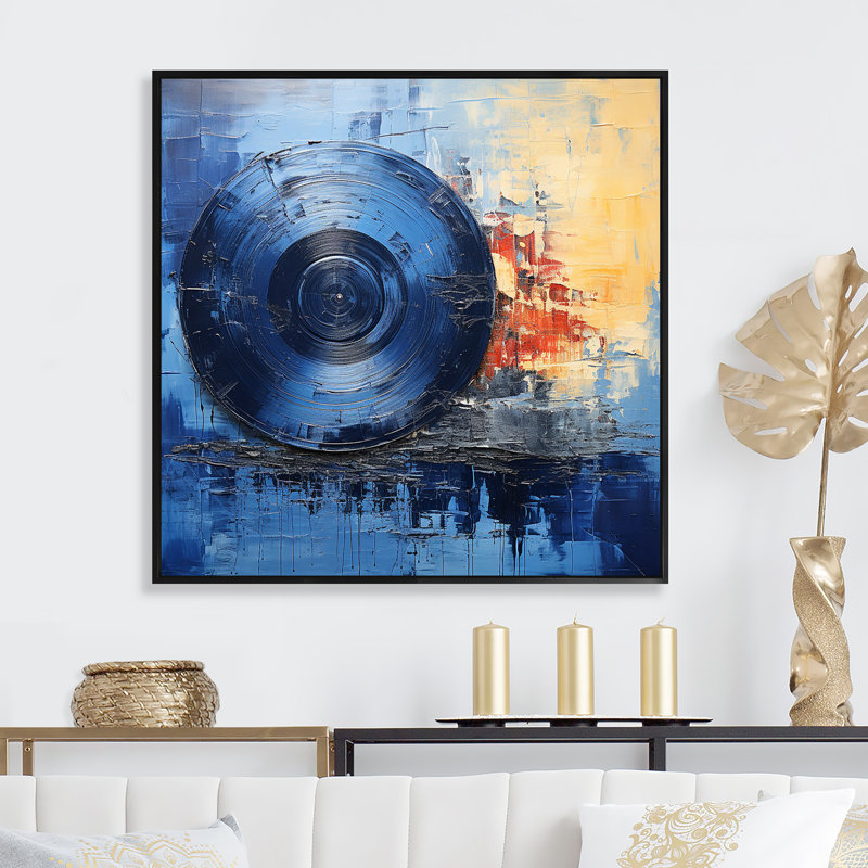 «Blue and Gold», Vinyle, Cadre flottant noir, H 16 po x l 16 po x P 1 po