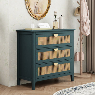 Armoire à 3 tiroirs avec naturel, idéale pour la chambre à coucher qui ajoute du caractère à la pièce