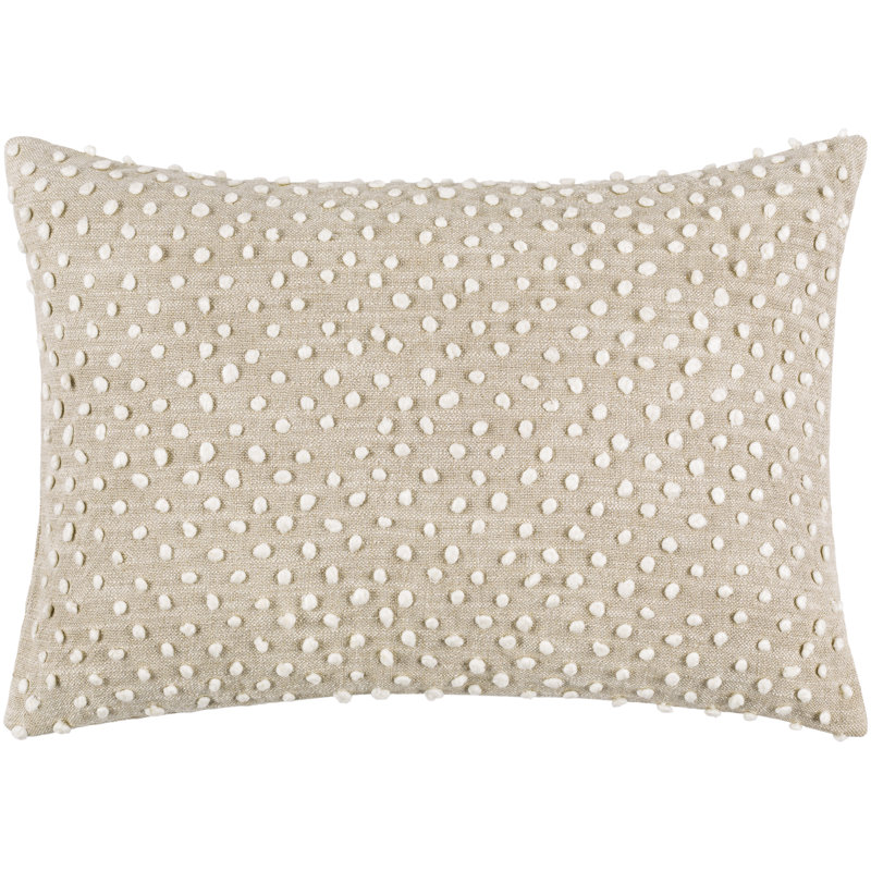 Oatmeal and Cream Polka Dot Cotton Linen Throw Pillow