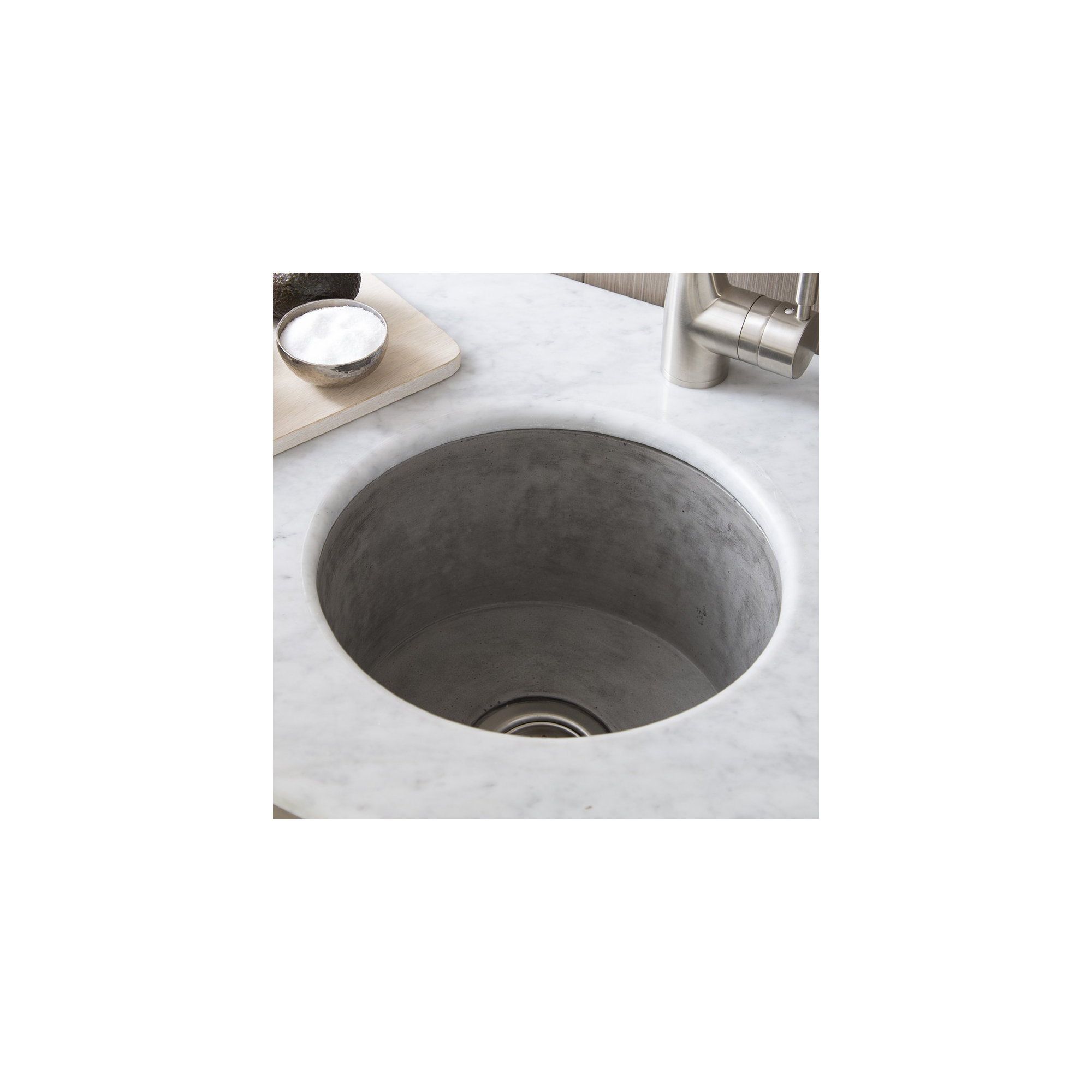 Olivos NativeStone Concrete 16" Round Dual Mount Bar Sink, Ash