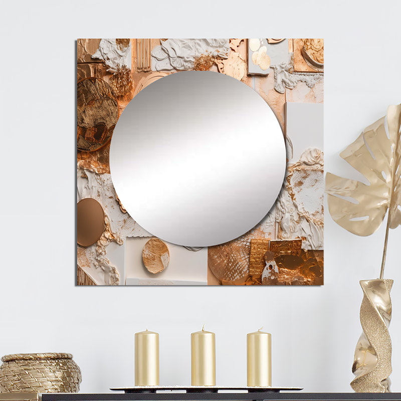 Quinshon - Miroir géométrique carré moderne pour décoration murale, 36 po x 36 po