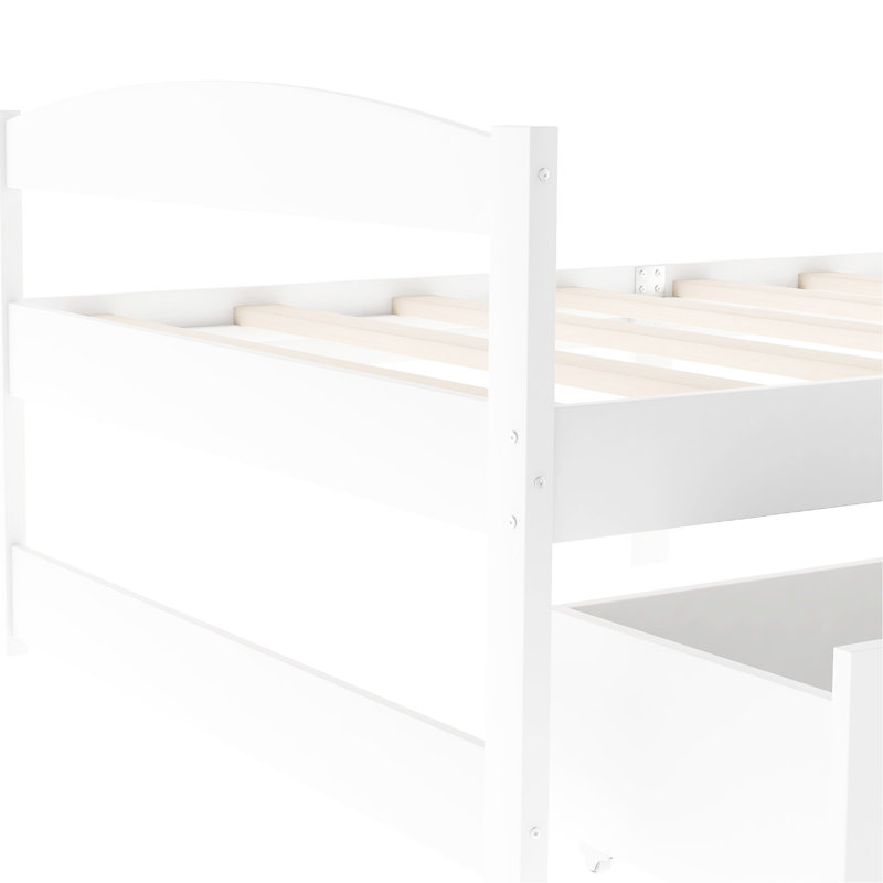 Exquisite White Twin Platform Bed With Storage Drawers - & Practical Size Drawer Function Elegant Style