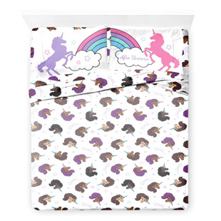 Ensemble de draps 3 pièces Afro Unicorn