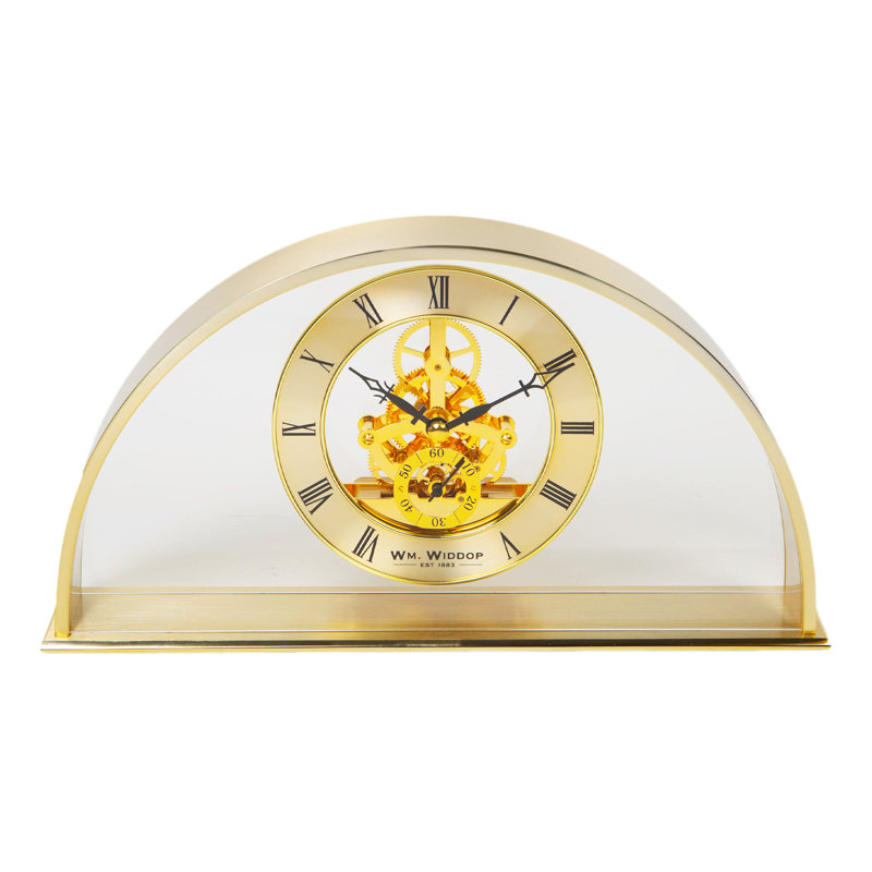 Roman Numeral Metal Quartz Movement / Crystal Tabletop Clock, Gold