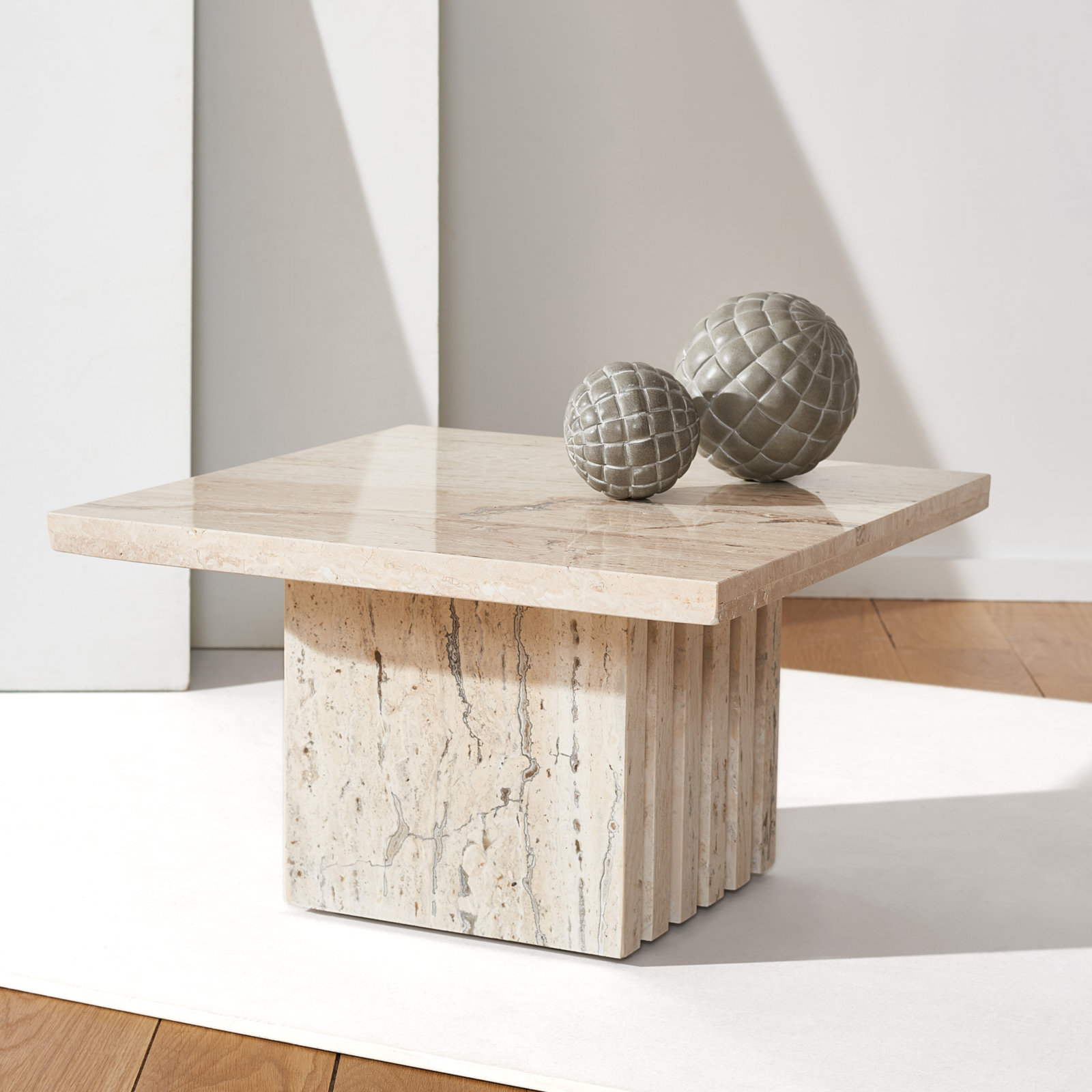 Pristina End Table, Beige, 12" H x 21" W x 21" D