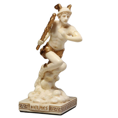 3.46 in H Hermes Figurine Poly Resin
