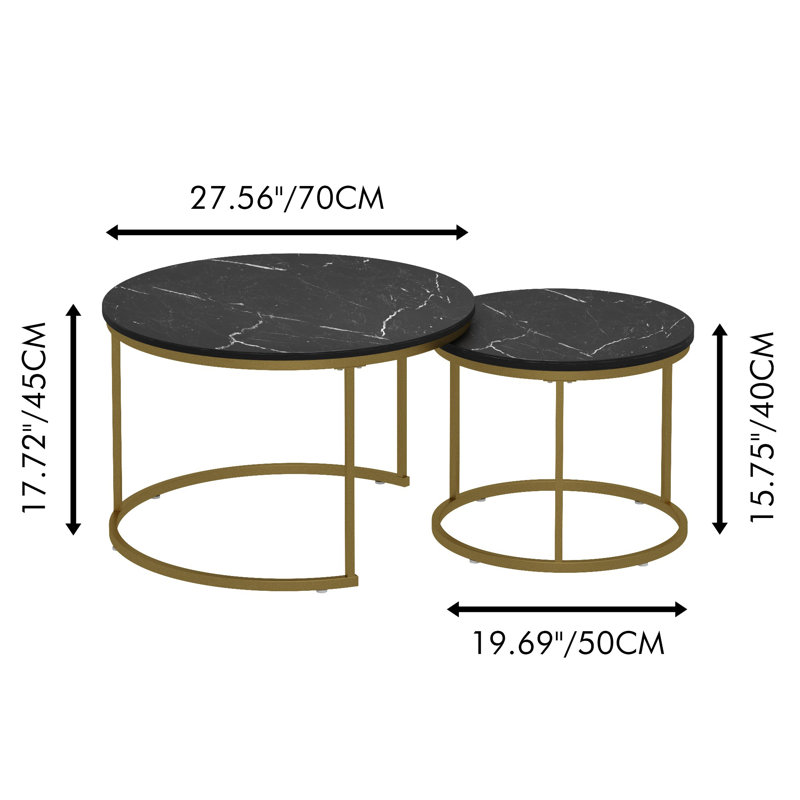 Tables basses gigognes 2 pièces, Black