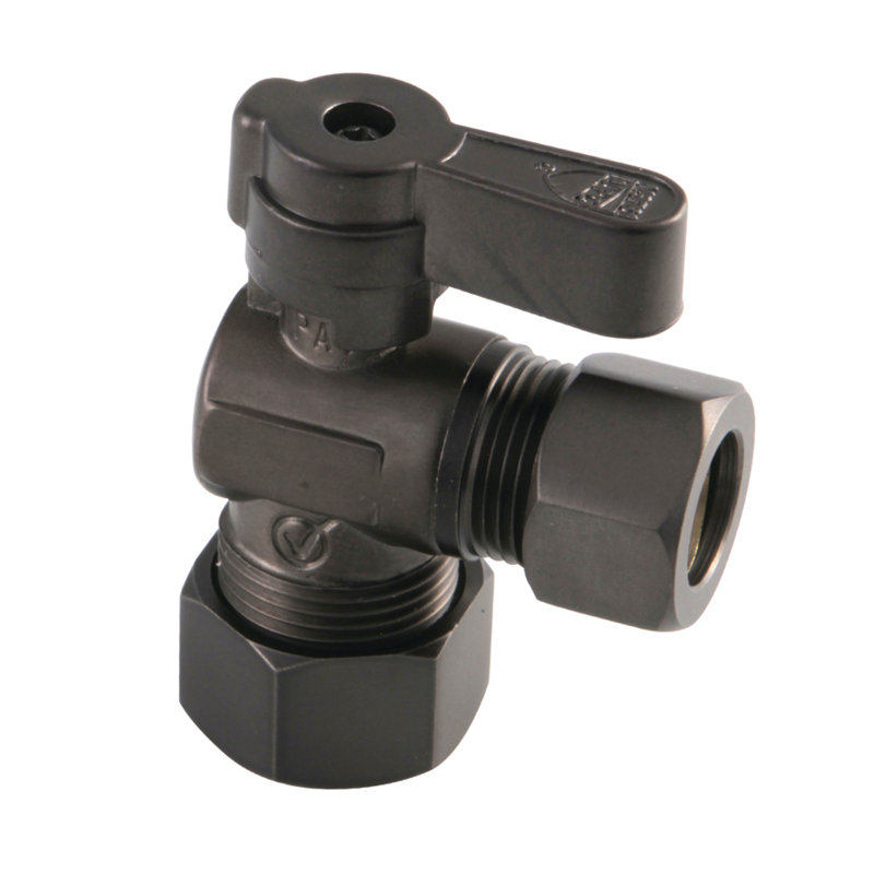 Kingston Brass 5/8-Inch OD Comp x 1/2-Inch OD Comp Quarter-Turn Angle Stop Valve, Oil Rubbed Bronze