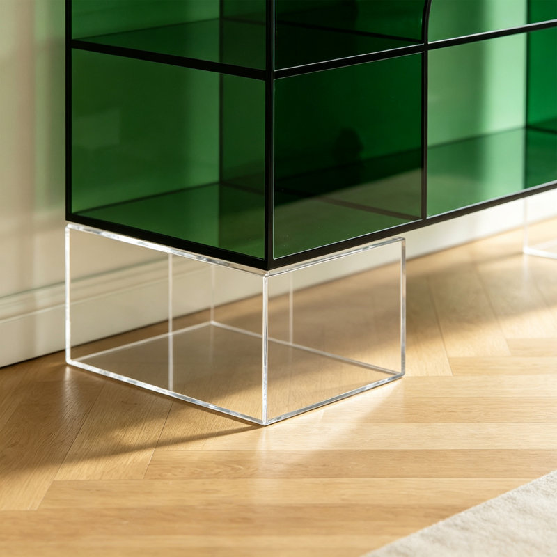 Console moderne en acrylique vert, H 47,24 po x l 31,5 po x P 11,81 po