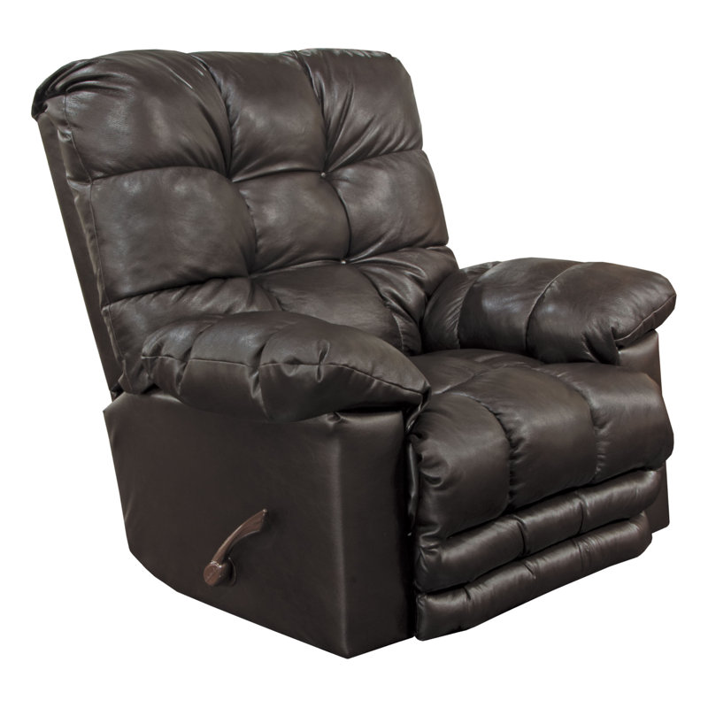 Fauteuil inclinable en cuir italien Piazza, Brun, Manuel