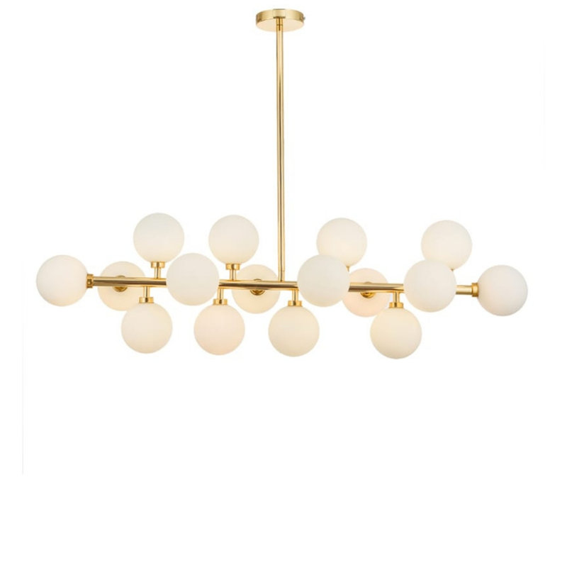 Luminaire suspendu moderne en or brossé à 16 lumières - Plafonnier élégant pour salle à manger ou vestibule