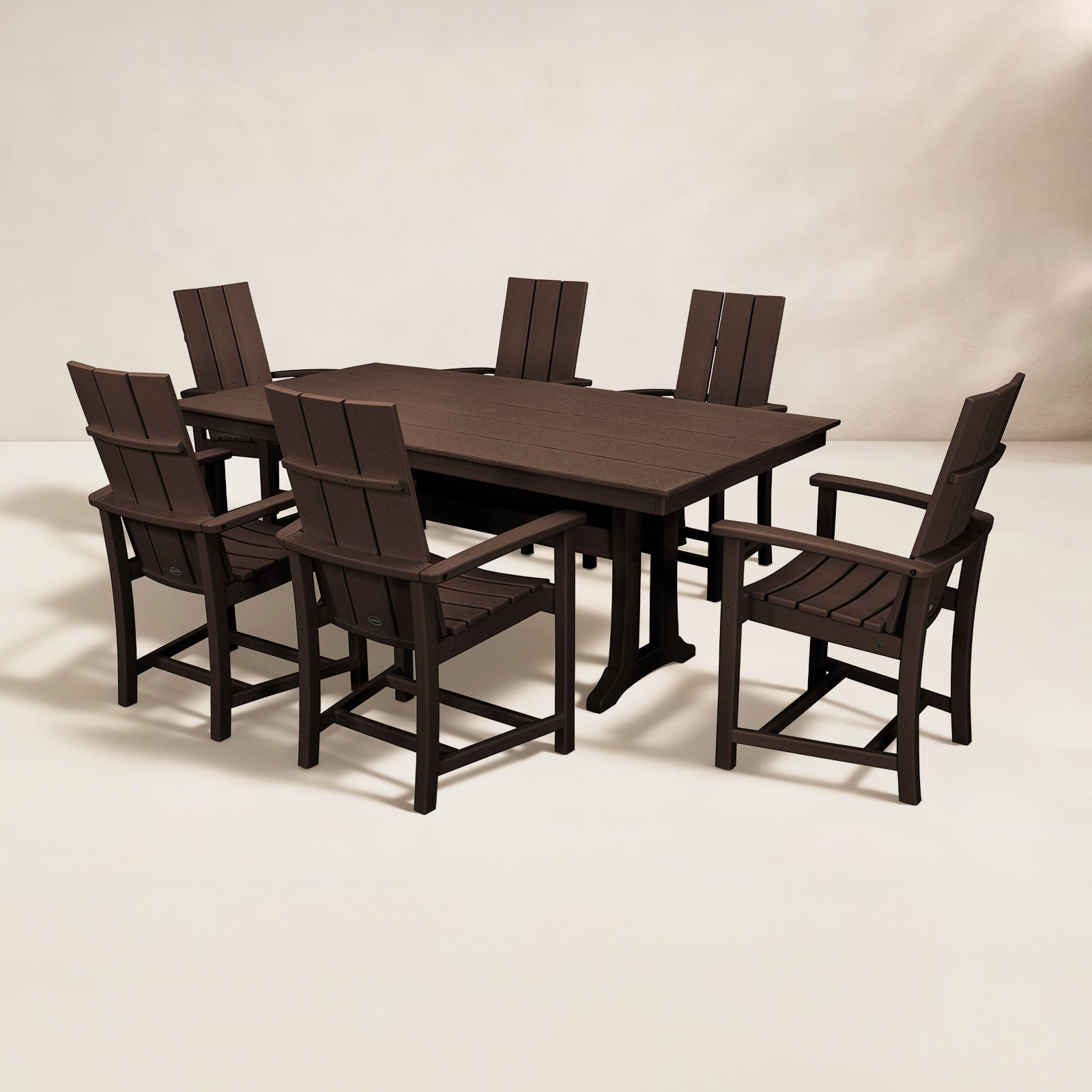 POLYWOOD® Modern Adirondack 72" Patio Dining Set, Mahogany
