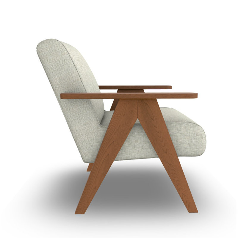 Accent Chair, Light Beige, Dark Walnut
