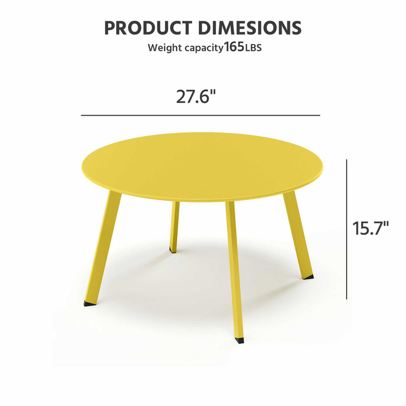 Table basse ronde en acier 27,6 po Rafsan, Jaune
