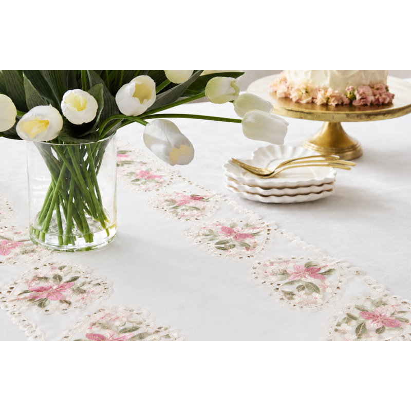 Albaugh Embroidered Cutwork Table Runner, 34" L x 16" W
