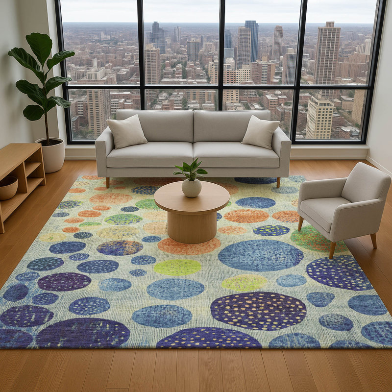 Tapis géométrique de qualité supérieure lavable à la machine AMF1899 Mayfield, Rectangle 10 pi x 14 pi