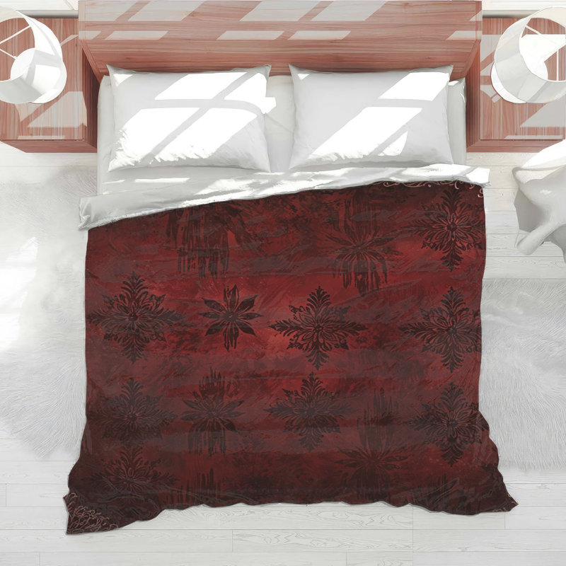 Édredon rouge orné de damas, Simple extra long