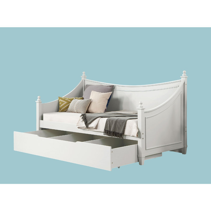 Twin Size Wood Daybed in White, White