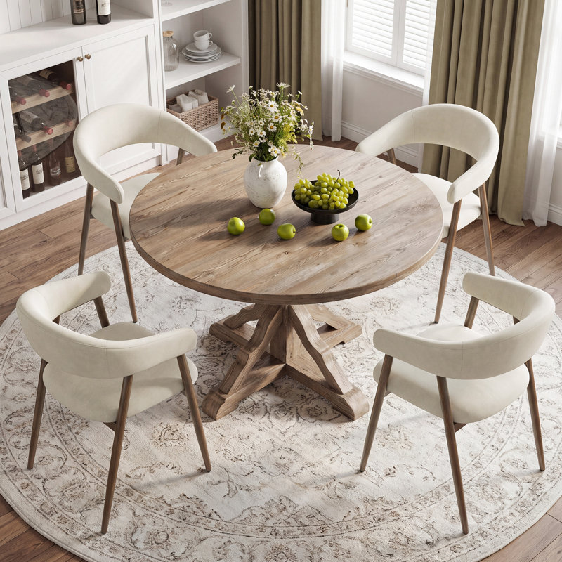  Chaises de salle à manger de style médiéval, chaises d'appoint rembourrées avec dossier incurvé et accoudoirs confortables