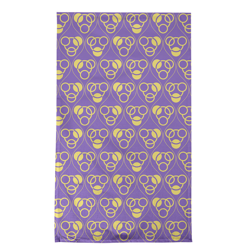 Torchon Circles and Waves, Mauve/jaune, Croisé en coton