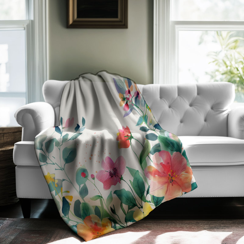 Couverture Aquarelle Blossom Bouquet, L 60 po x l 50 po