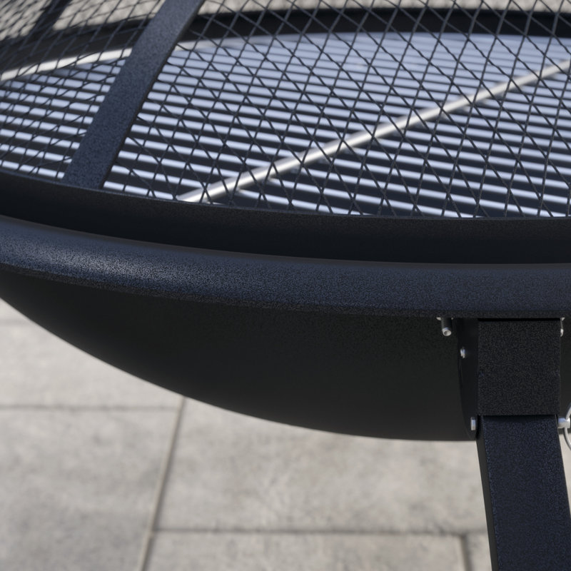 Dorsett Fire Sense Wood Burning  Fire Pit ,Round Steel with Folding Legs ,Included Carrying Bag & Screen Lift Tool - Black - 22"