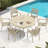 Round All - Weather Outdoor Dining Table For 6 7, Metal With Umbrella Hole, Powder Coating Rust Prevention, Bent Leg Design Style And Balance, Hand Polished Look, 52.72" Dimensions Colored Coated-129764049