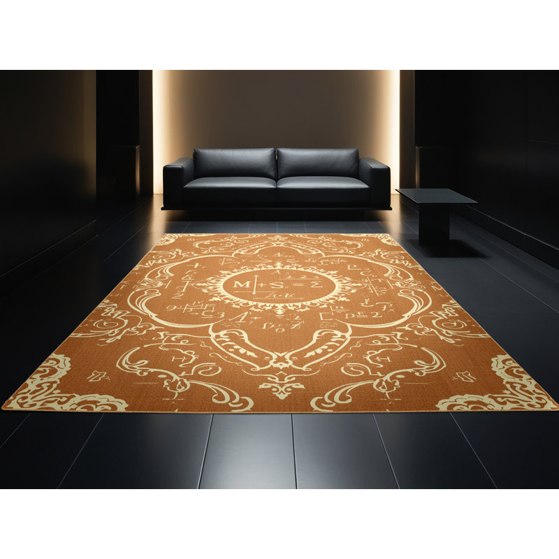 Soft Plush Menahan Blackboard Math Problems Classic Oriental Area Rug in Brown – LightBrown Binding, 7x9