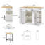 47.2" Kitchen Dining Table Set With 2 Stools And Drop Leaf-1262491895