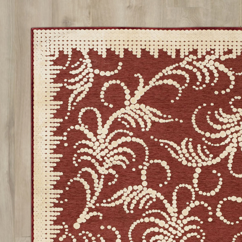 Fountain Swirl Floral Tufted Red/Ivory Area Rug, Rectangle 2'7" x 4'