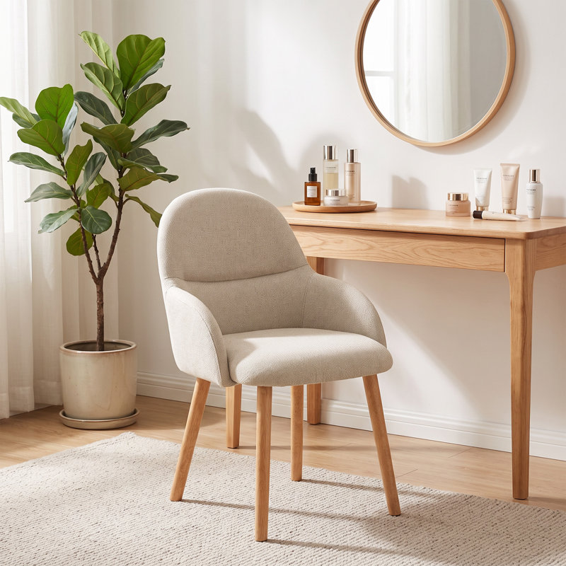 49cm H Upholstered Dining Chair, Beige, 6, Beige