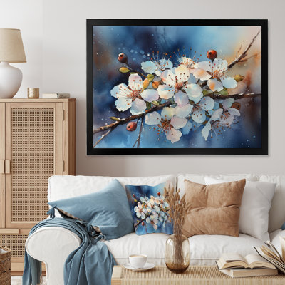 Pomme rond bleu et blanc artistique sur toile III