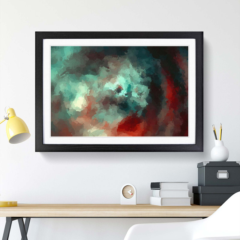 Remember the Flowers in Abstract - Picture Frame Painting Print, Black Framed, 48cm H x 65cm W x 2cm D