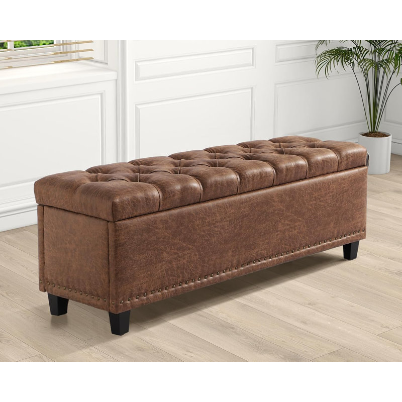 51" Ottoman Storage Benches, 30 Gallons of Bed Storage Bench with Storage, Brown