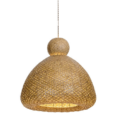 Valcourt Bell 24" Natural Rattan Pendant
