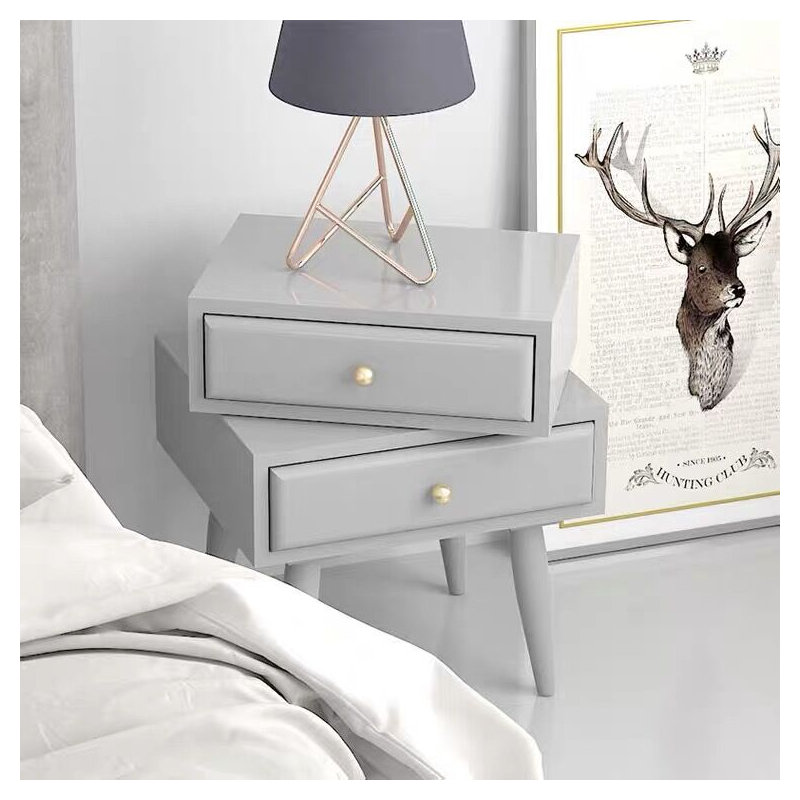 Kempst 51cm W Manufactured Wood Bedside Table, Black